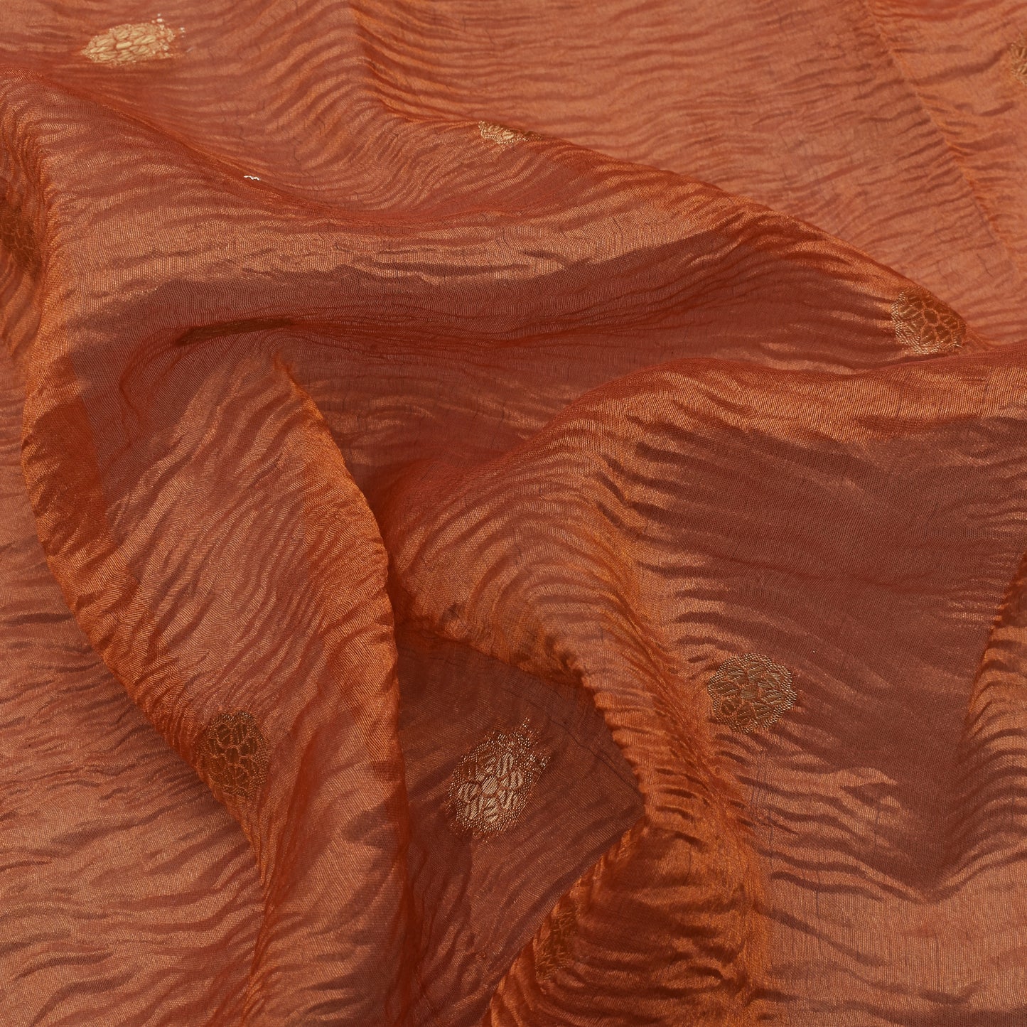 Peach Color Crush Tissue Booti Fabric