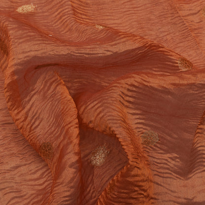 Peach Color Crush Tissue Booti Fabric