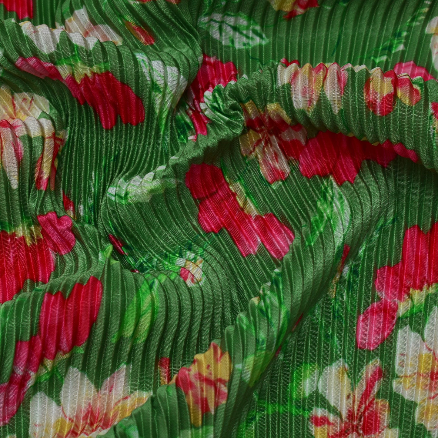 Multi Colored Crush Satin Print Fabric