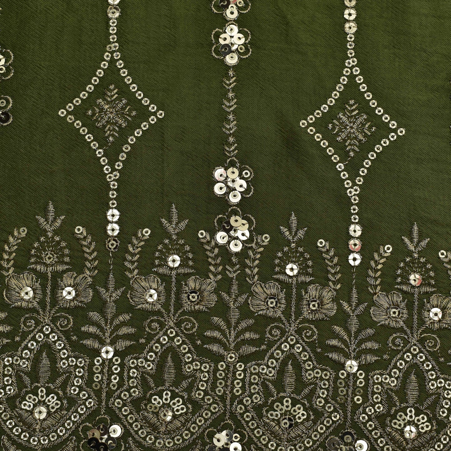 Mehndi Green Color  Gajji Silk Embroidery Fabric