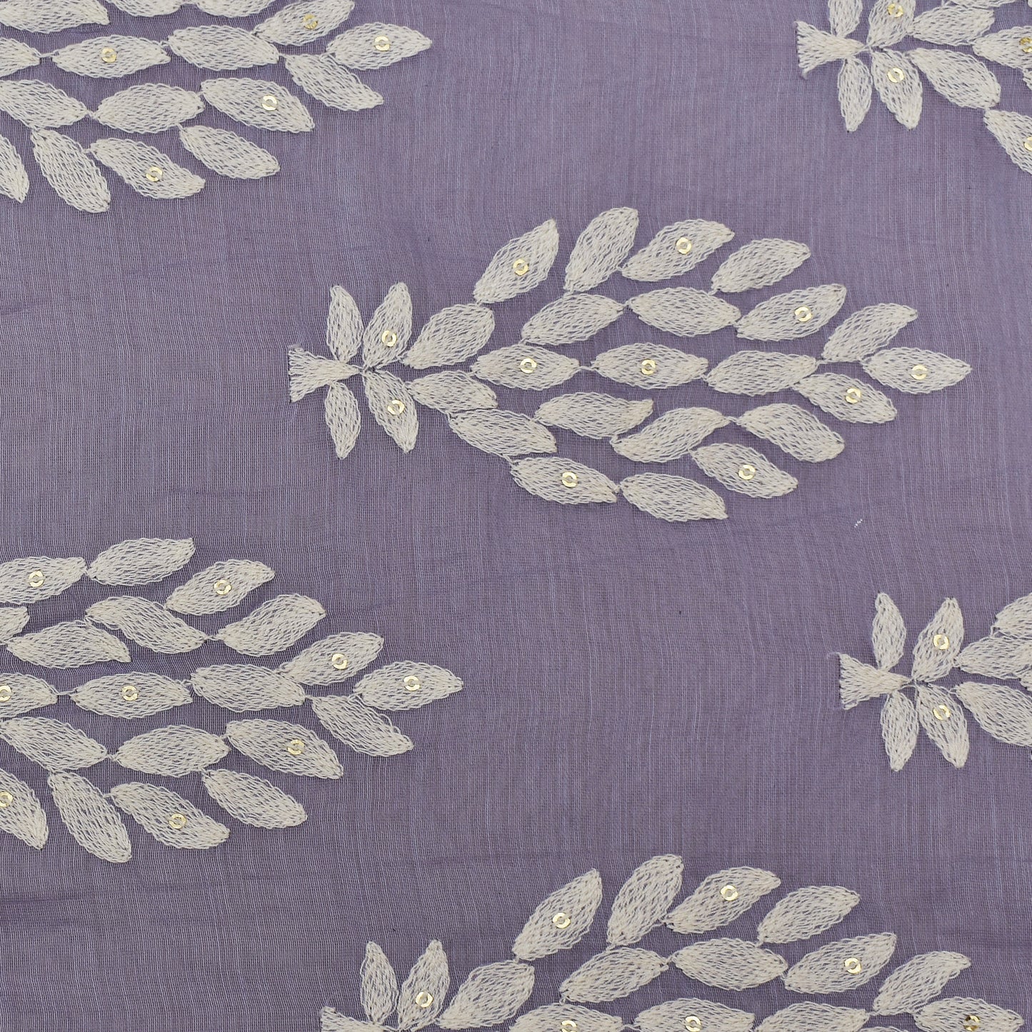 Lavender Color Chanderi Silk Embroidery Fabric