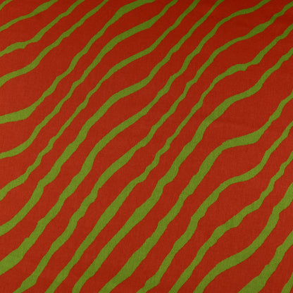 Orange Color Slub Tussar Print Fabric