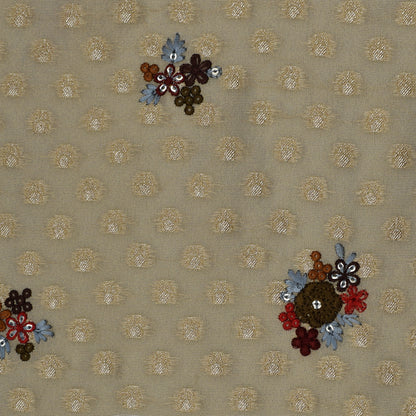 Beige Color Tissue Booti Fabric