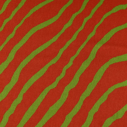 Orange Color Slub Tussar Print Fabric
