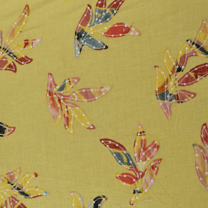 Yellow Color Cotton  Print Embroidery Fabric