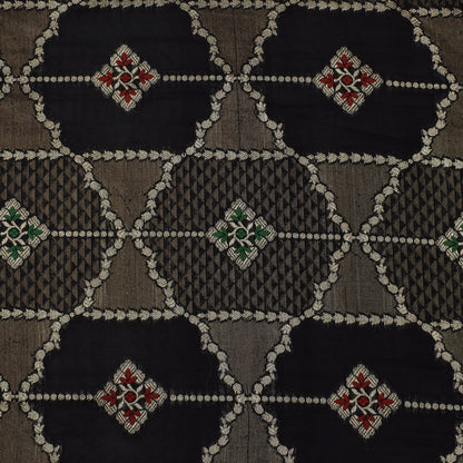 Black Color Katan Meena Brocade Fabric