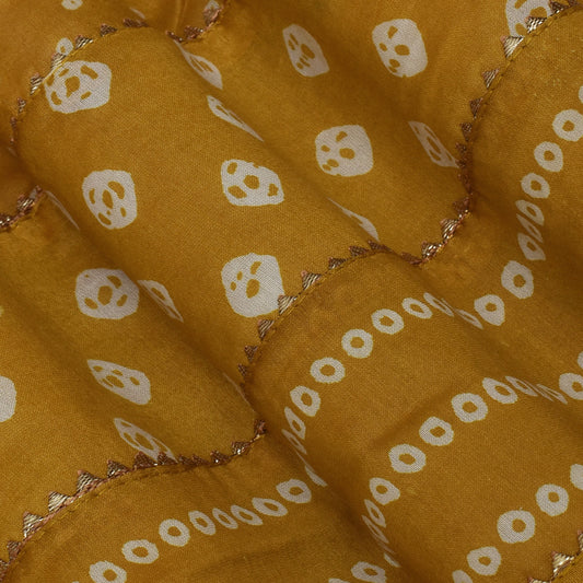 Mustard Color Chanderi Print Fabric