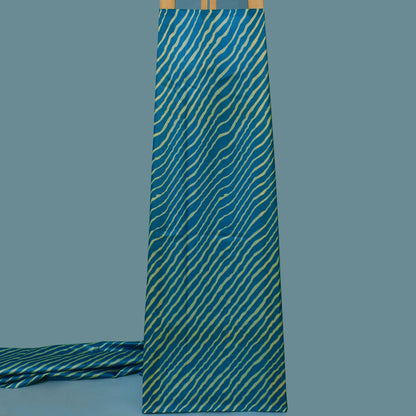 Blue Color Slub Tussar Print Fabric