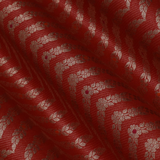 Rust Color Silk Brocade Fabric