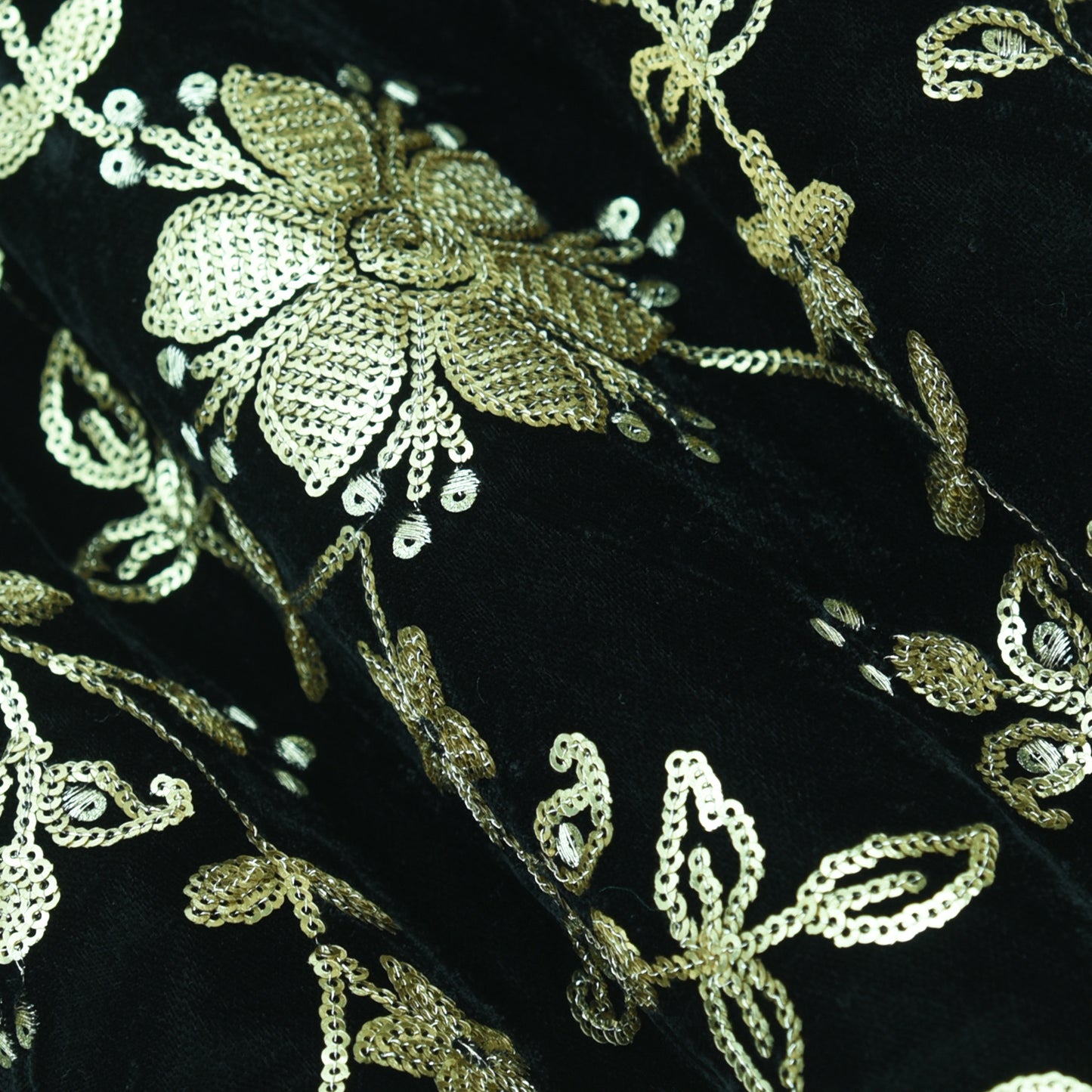 Velvet Sequins Embroidery Fabric