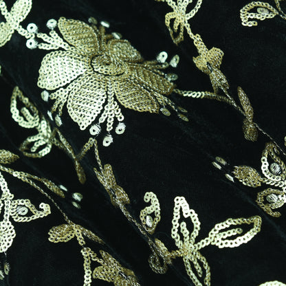 Velvet Sequins Embroidery Fabric