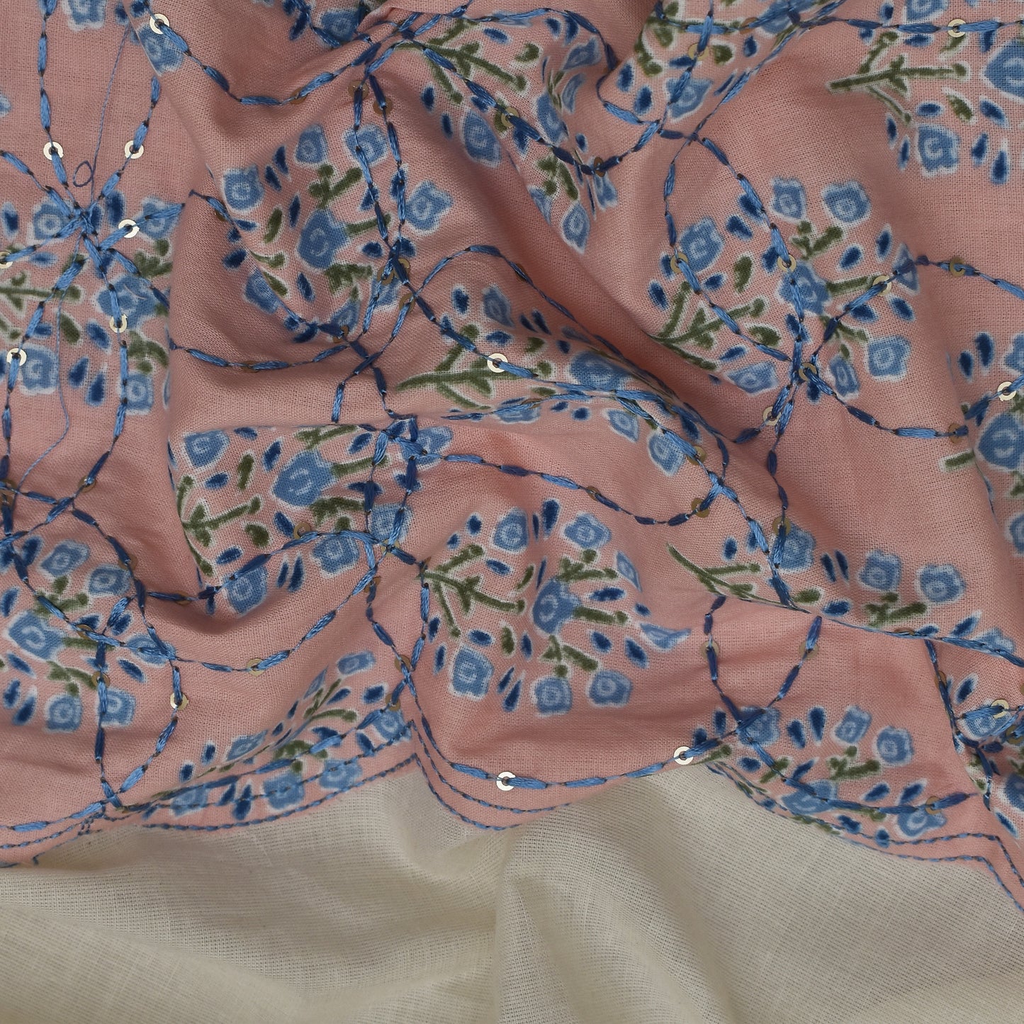 Off White Color Kora Cotton Plazo Fabric