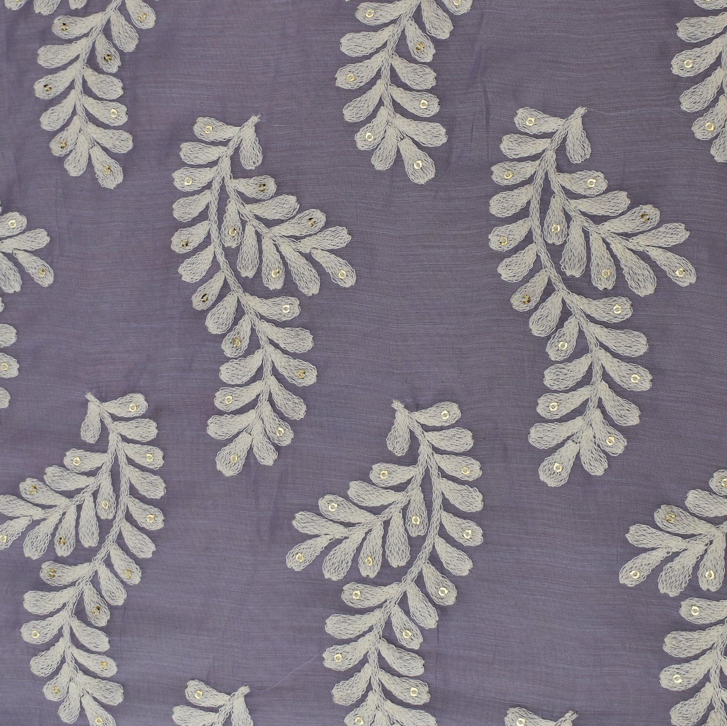Lavender Color Chanderi Silk Embroidery Fabric