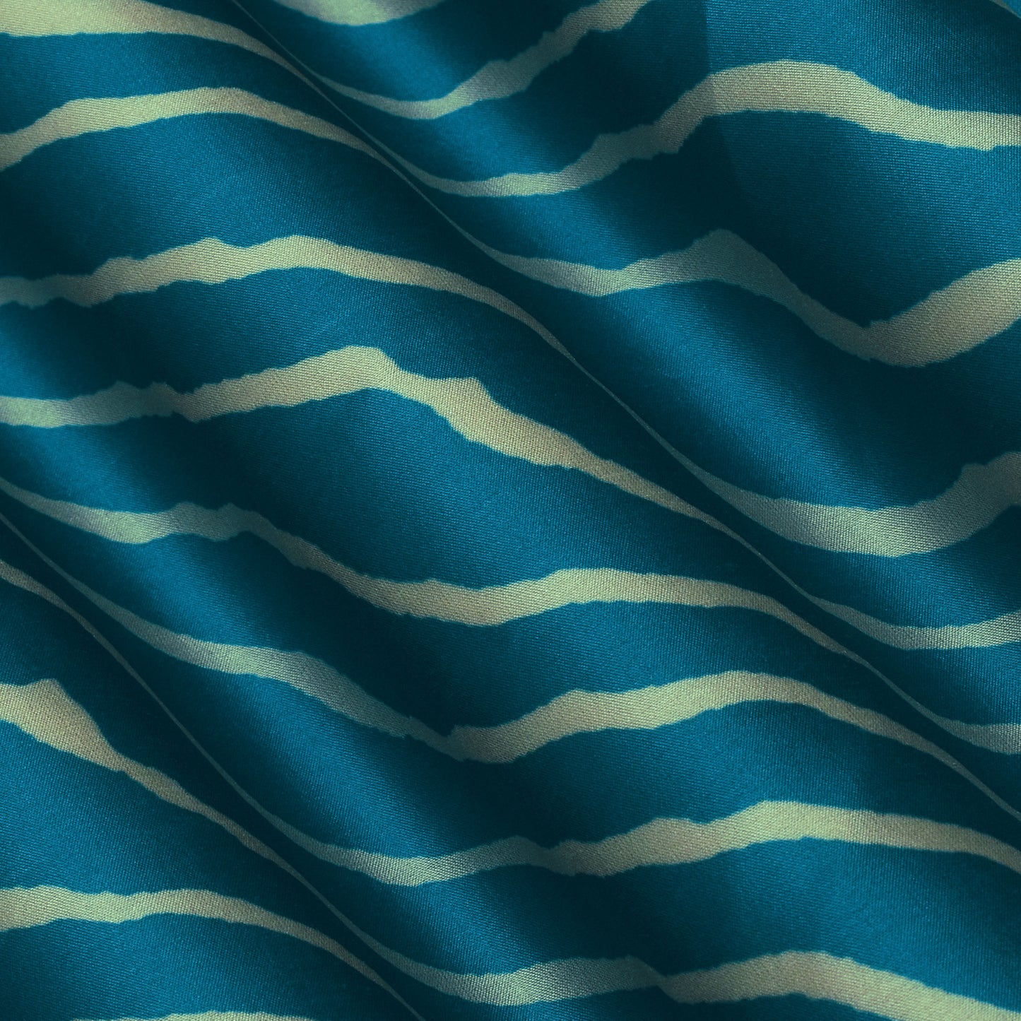 Blue Color Slub Tussar Print Fabric