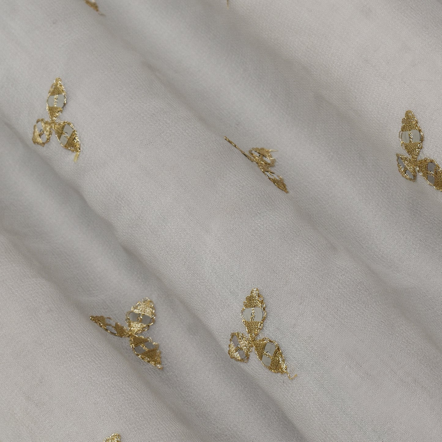 White Color Georgette Booti Fabric