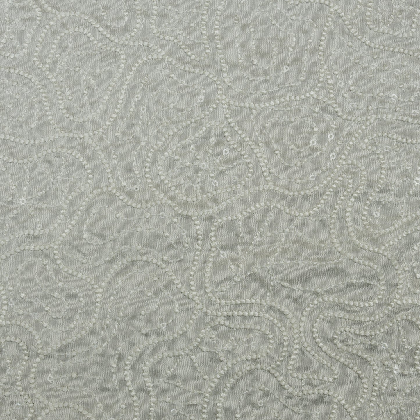 White Color Slub Silk Embroidery Fabric