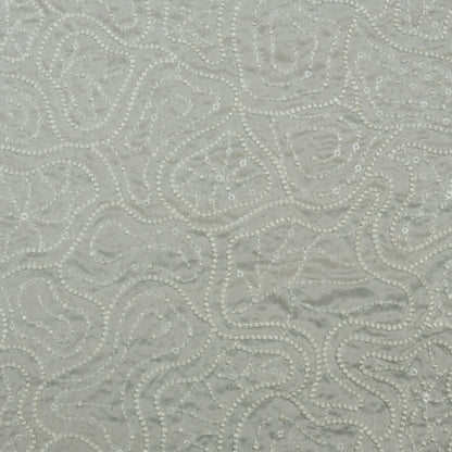 White Color Slub Silk Embroidery Fabric