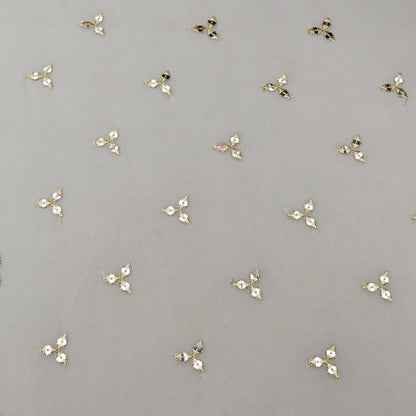 White Color Georgette Booti Fabric