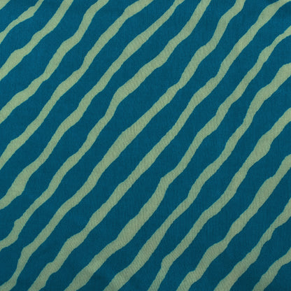 Blue Color Slub Tussar Print Fabric