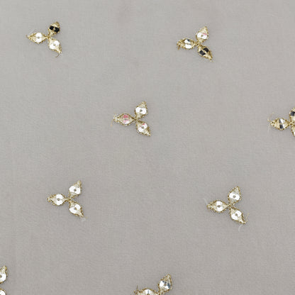 White Color Georgette Booti Fabric