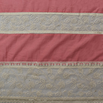 Pink Color Cotton Plazo Embroidery Fabric