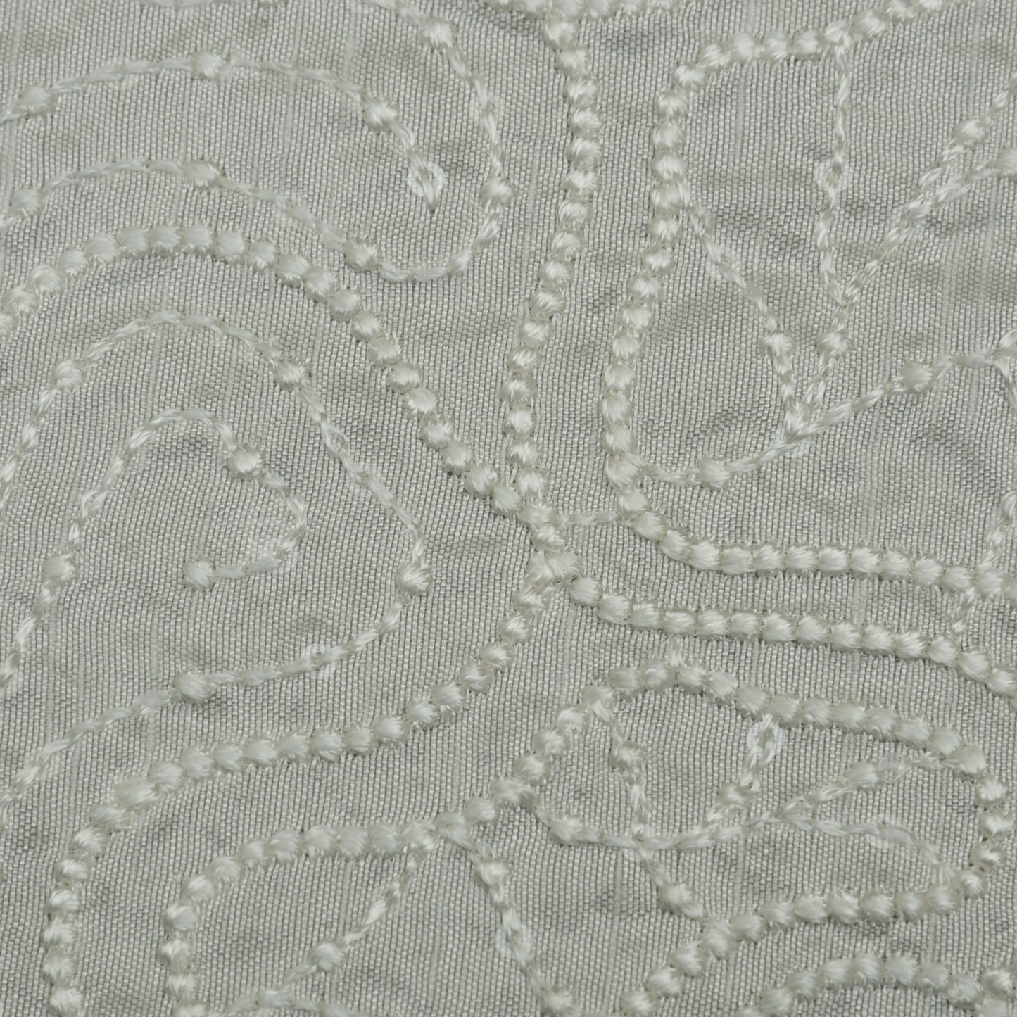 White Color Slub Silk Embroidery Fabric