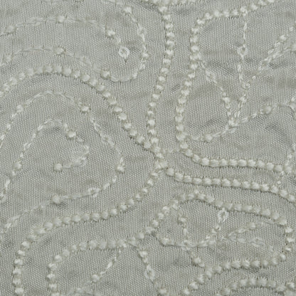 White Color Slub Silk Embroidery Fabric