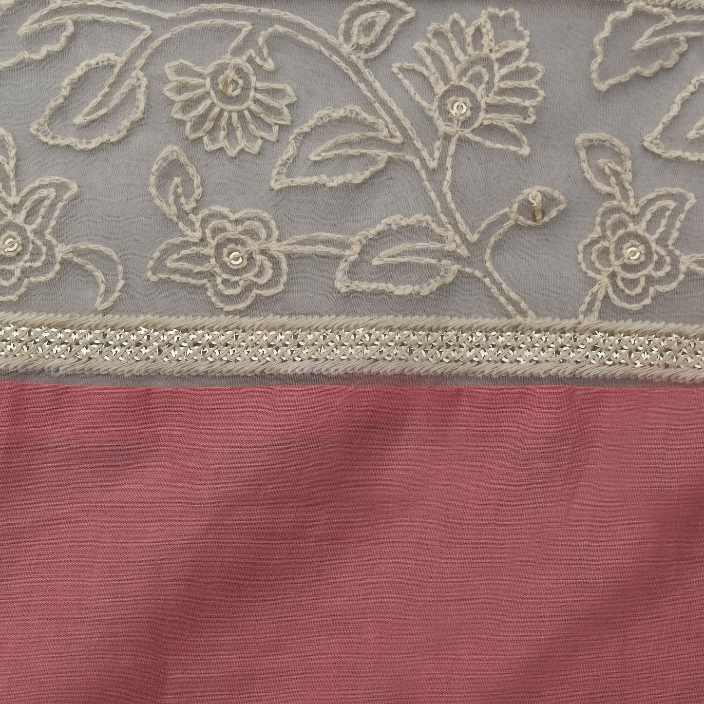 Pink Color Cotton Plazo Embroidery Fabric