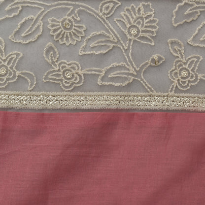 Pink Color Cotton Plazo Embroidery Fabric