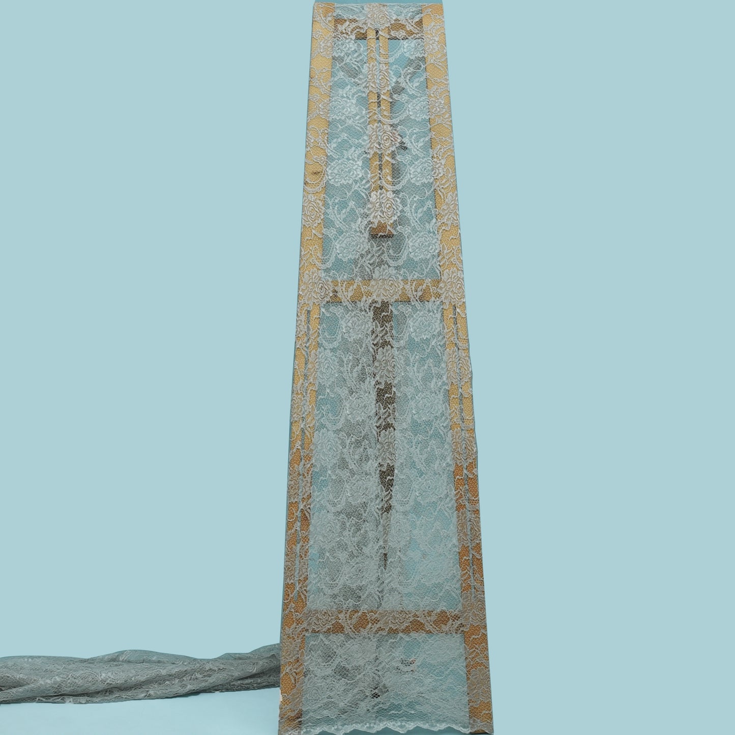 Grey Color Chantilly Lace Fabric