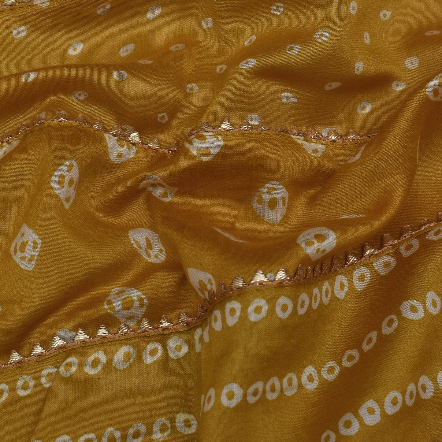 Mustard Color Chanderi Print Fabric