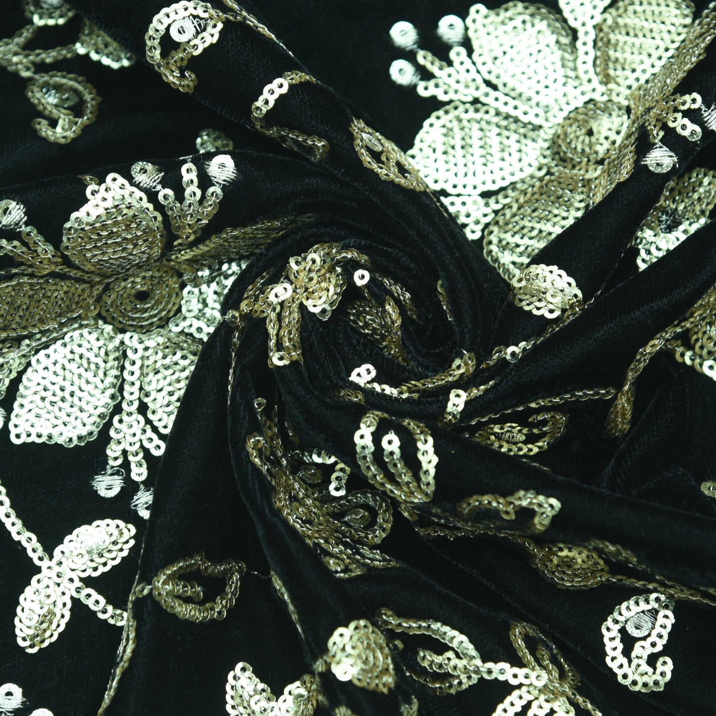 Velvet Sequins Embroidery Fabric