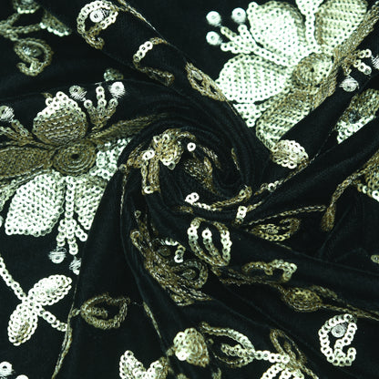 Velvet Sequins Embroidery Fabric