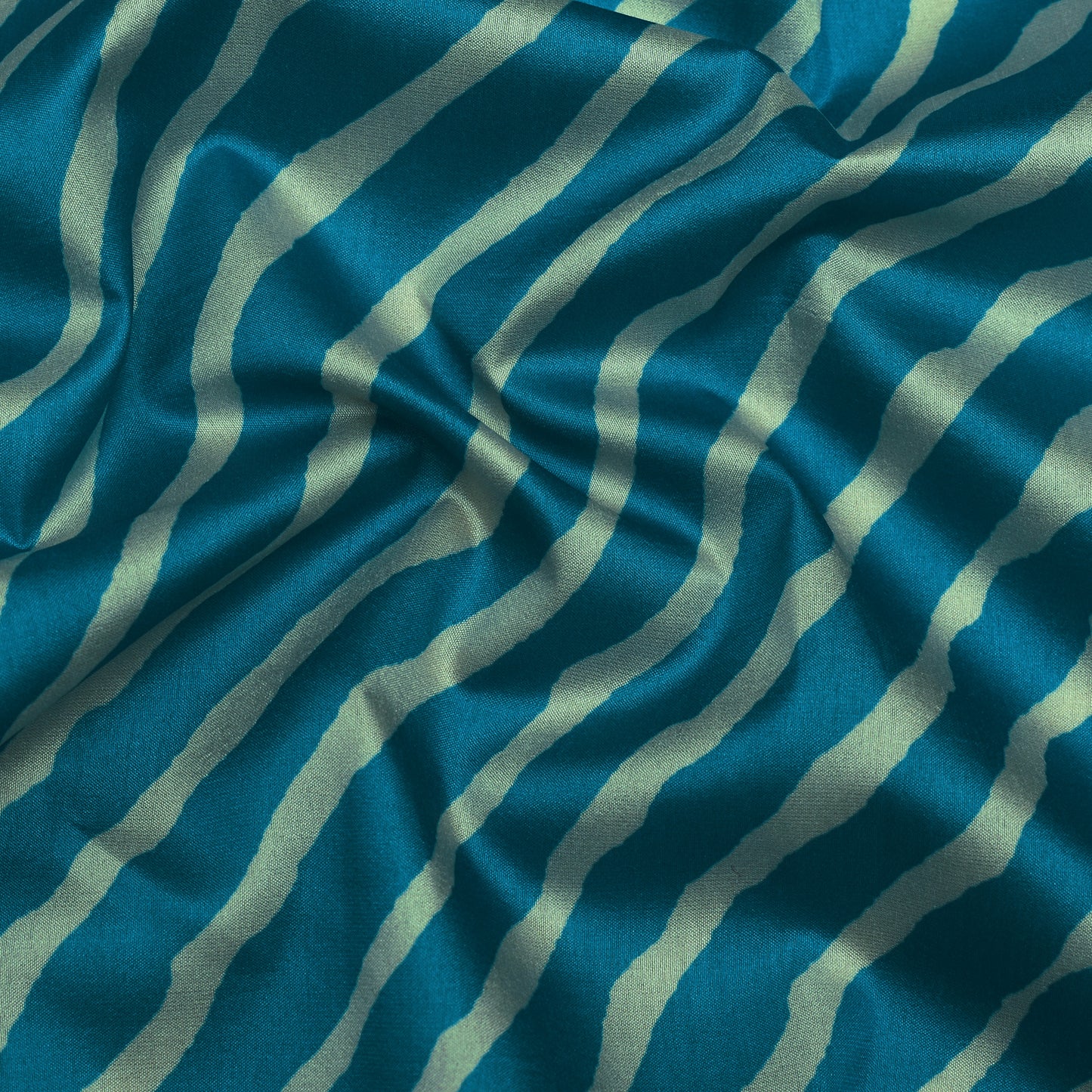 Blue Color Slub Tussar Print Fabric