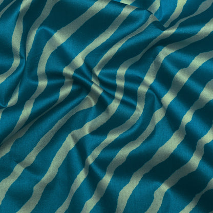 Blue Color Slub Tussar Print Fabric