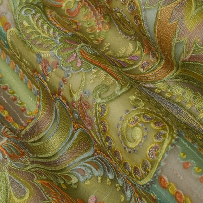 Multi-Colored Organza Embroidery Designer Fabric