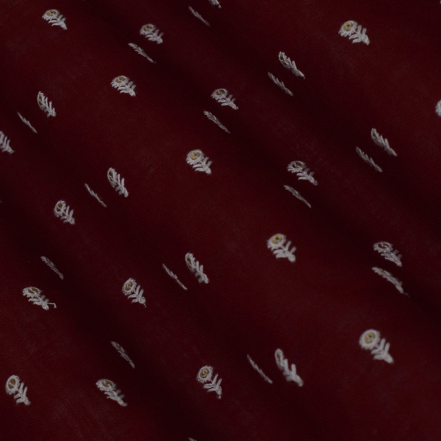Maroon Color Linen Booti Fabric