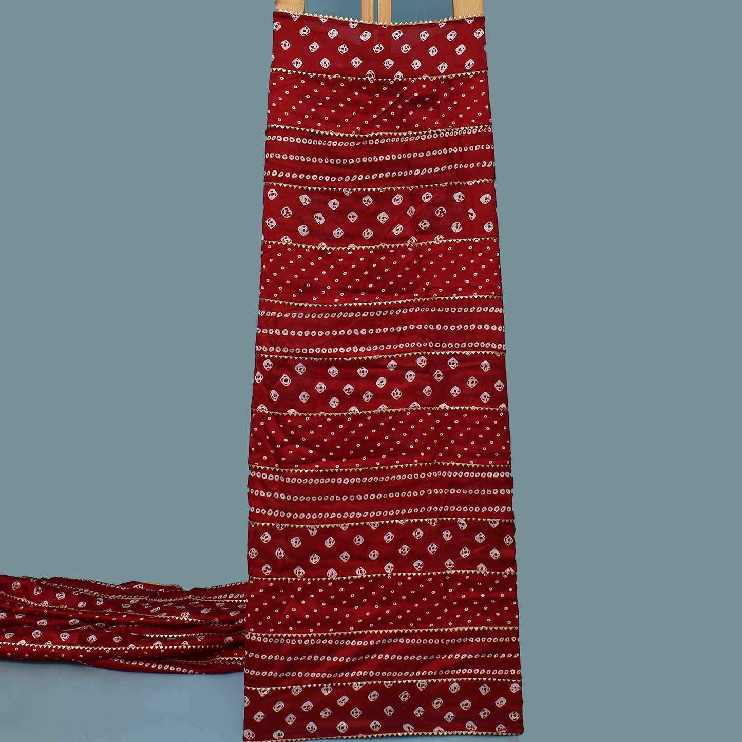 Maroon Color Chanderi Print Fabric