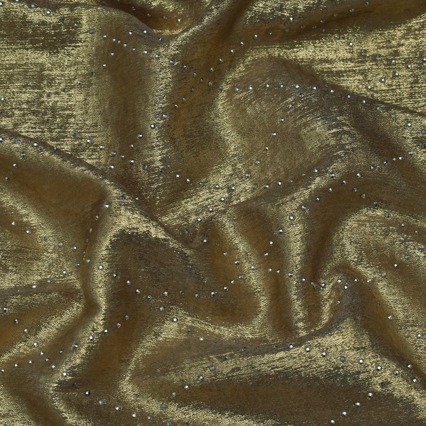 Golden  Color Georgette Foil Mukaish Fabric
