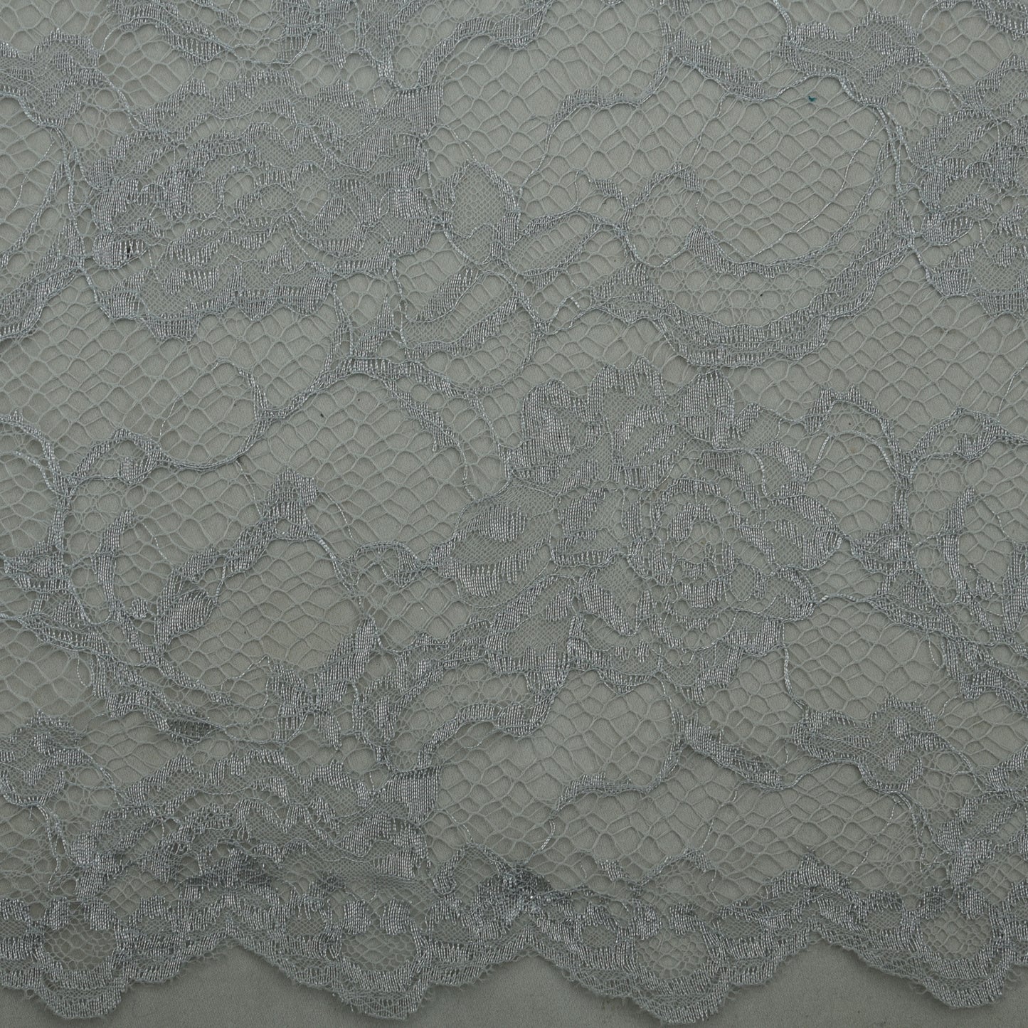 Grey Color Chantilly Lace Fabric
