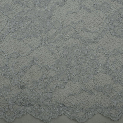 Grey Color Chantilly Lace Fabric