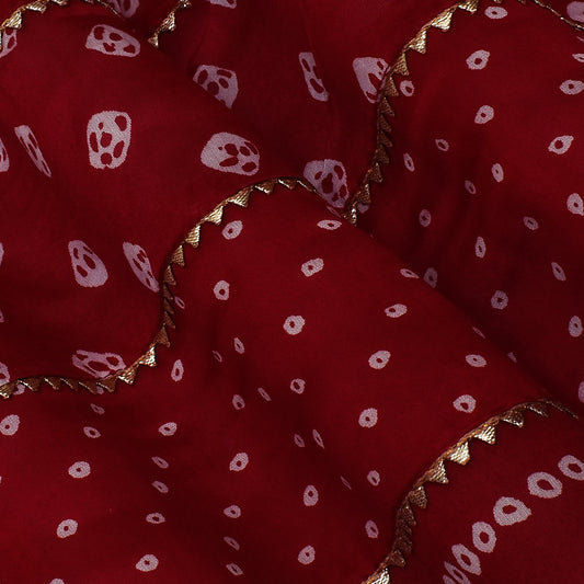 Maroon Color Chanderi Print Fabric