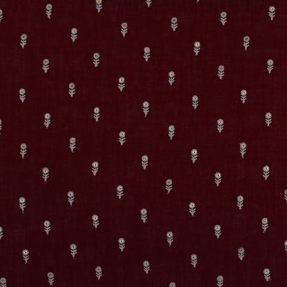 Maroon Color Linen Booti Fabric