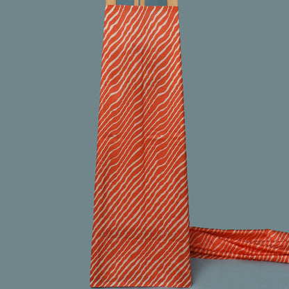 Peach Color Slub Tussar Print Fabric