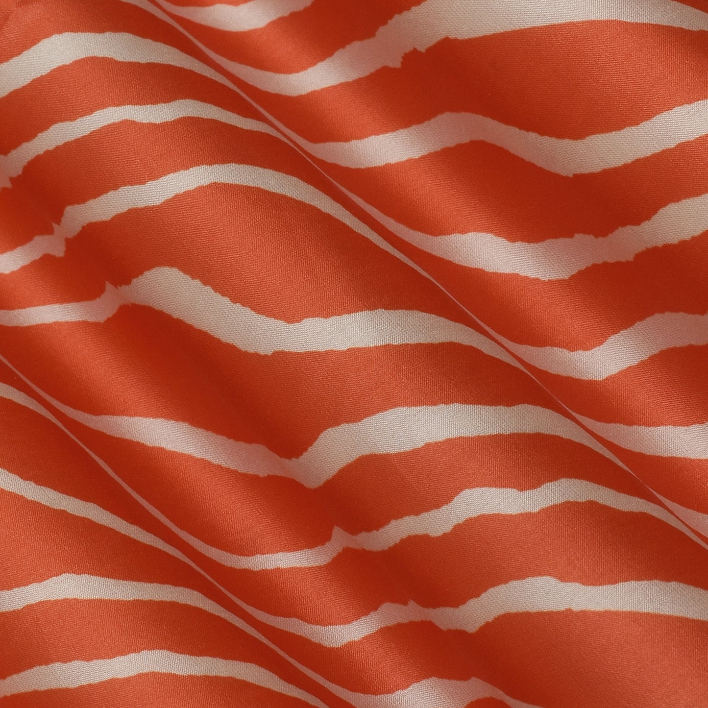 Peach Color Slub Tussar Print Fabric