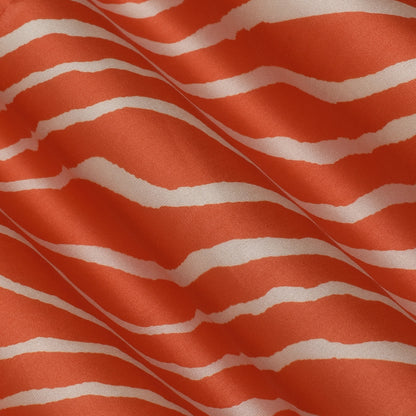 Peach Color Slub Tussar Print Fabric