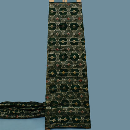 Bottle Green  Color Katan Meena Brocade Fabric