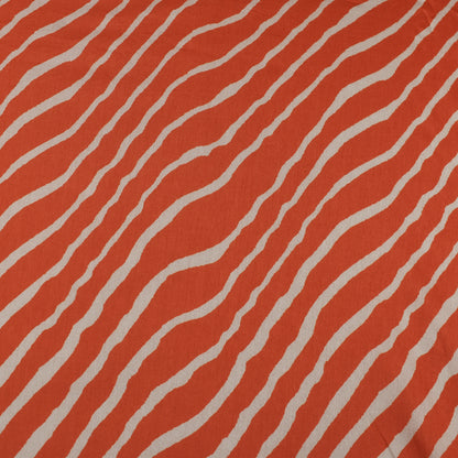 Peach Color Slub Tussar Print Fabric