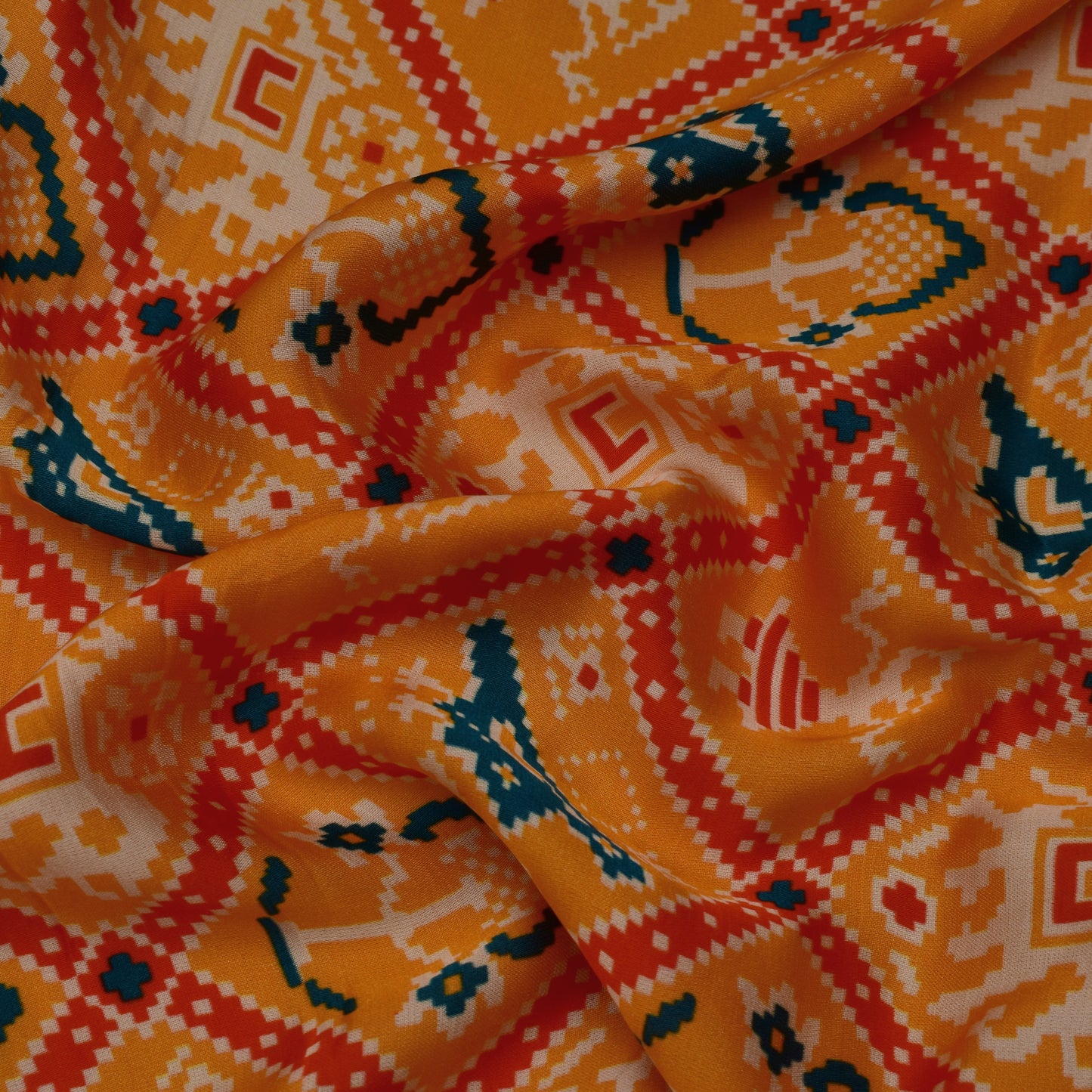 Multi Color Modal Satin Print Fabric