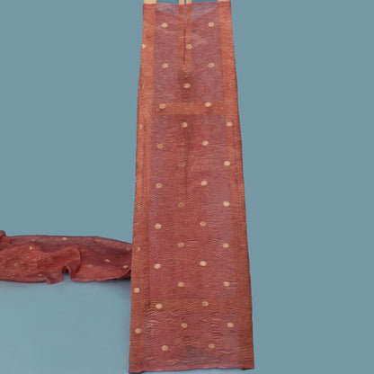Copper Rust Color Crush Tissue Booti Fabric